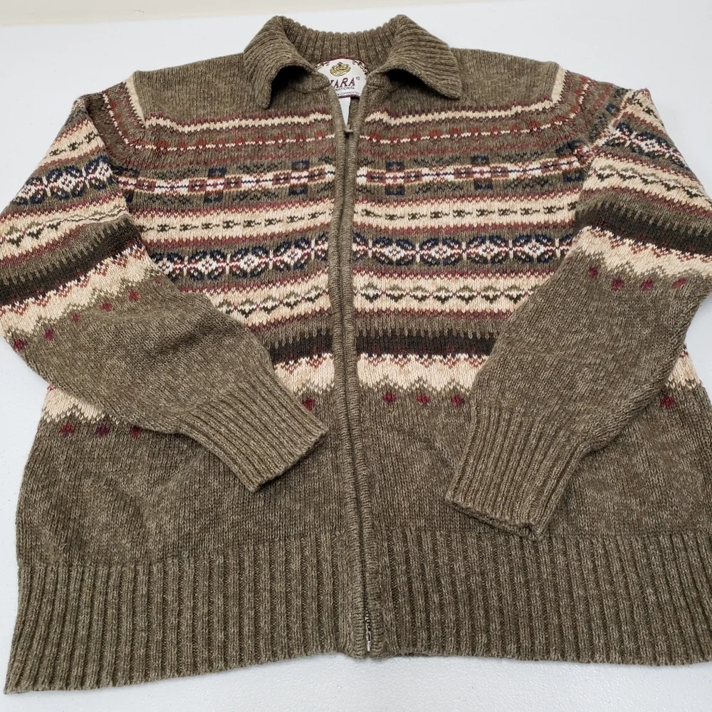 Tiara International Womens Full Zip Sweater Jacket Fair Isle Size Medium - Picture 8 of 8